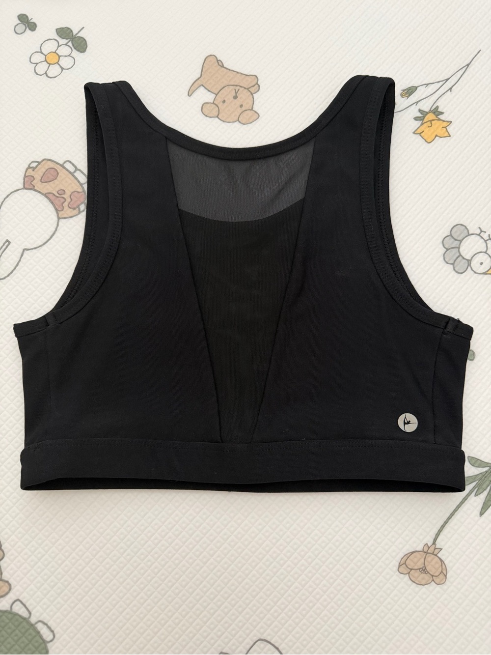Women's Black Mesh-Panel Sports Bra Top-90 Degree by Reflex-Small